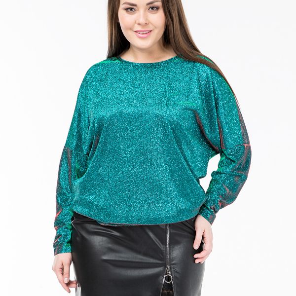 Blouse, knitwear, emerald