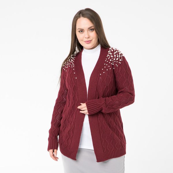 Cardigan, short, burgundy