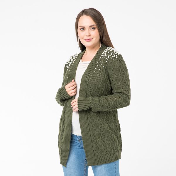 Cardigan, short, olive