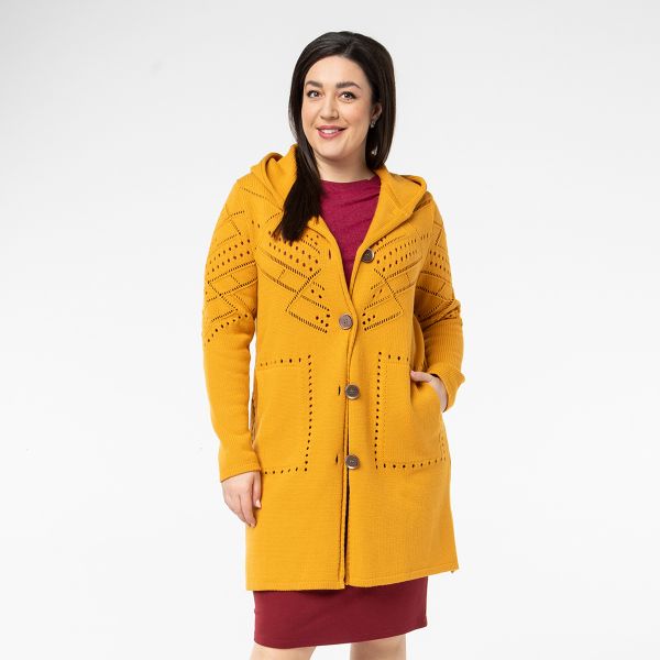 Cardigan, long, mustard